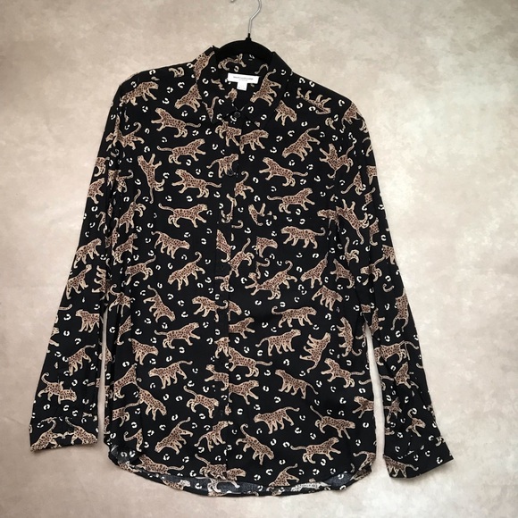 beachlunchlounge Tops - NWOT Beach Lunch Lounge Collection Black Leopard Animal Print Button Down Shirt